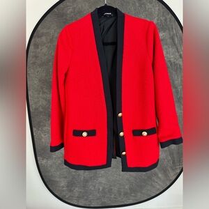 Express Knitted Jacket Red / Black Trim Gold Buttons | Size S